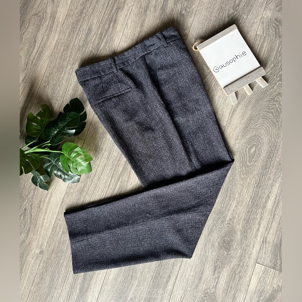 Zara basic blue grey stretch tweed trouser dress pants size 8